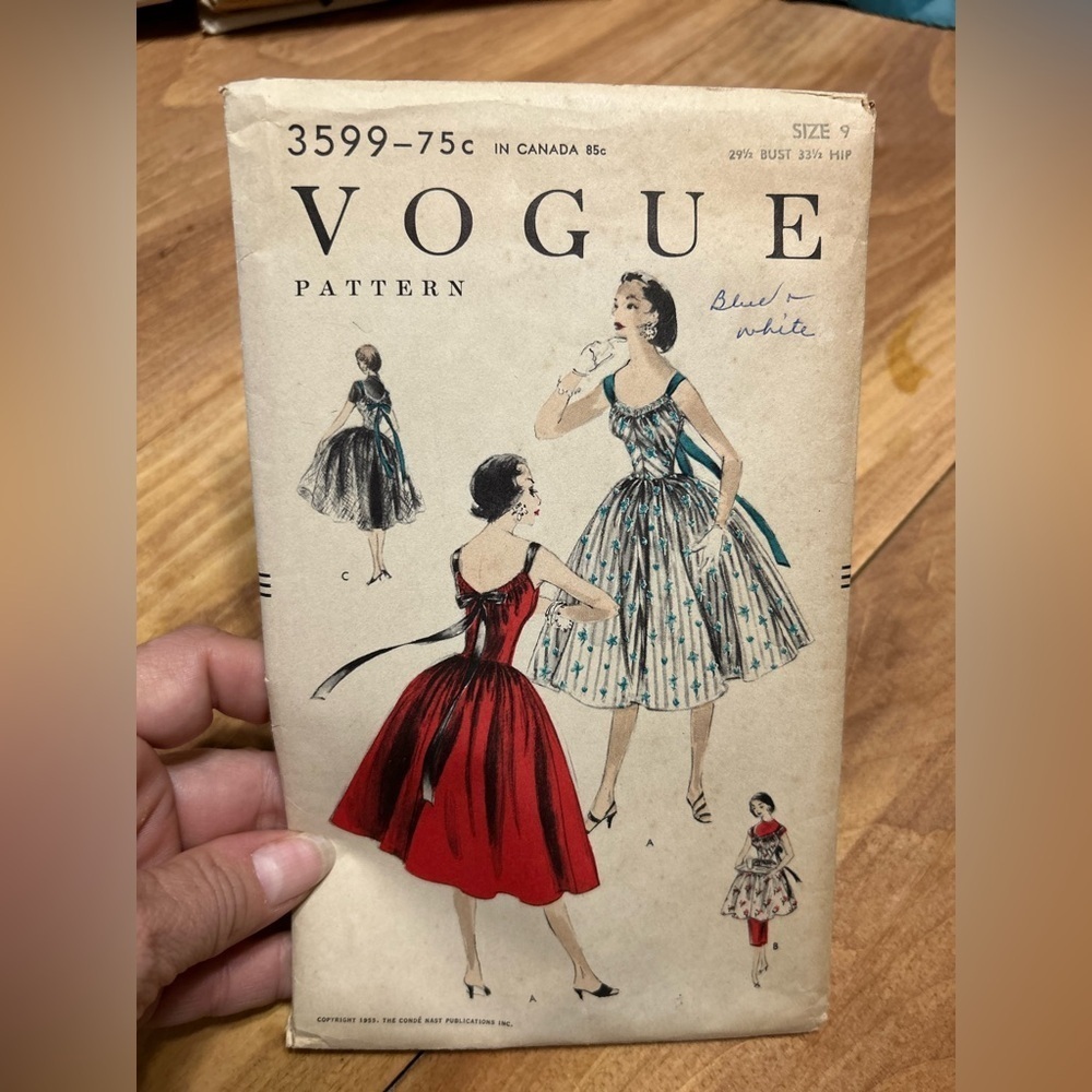 1955 Vintage Vogue Pattern Size 9